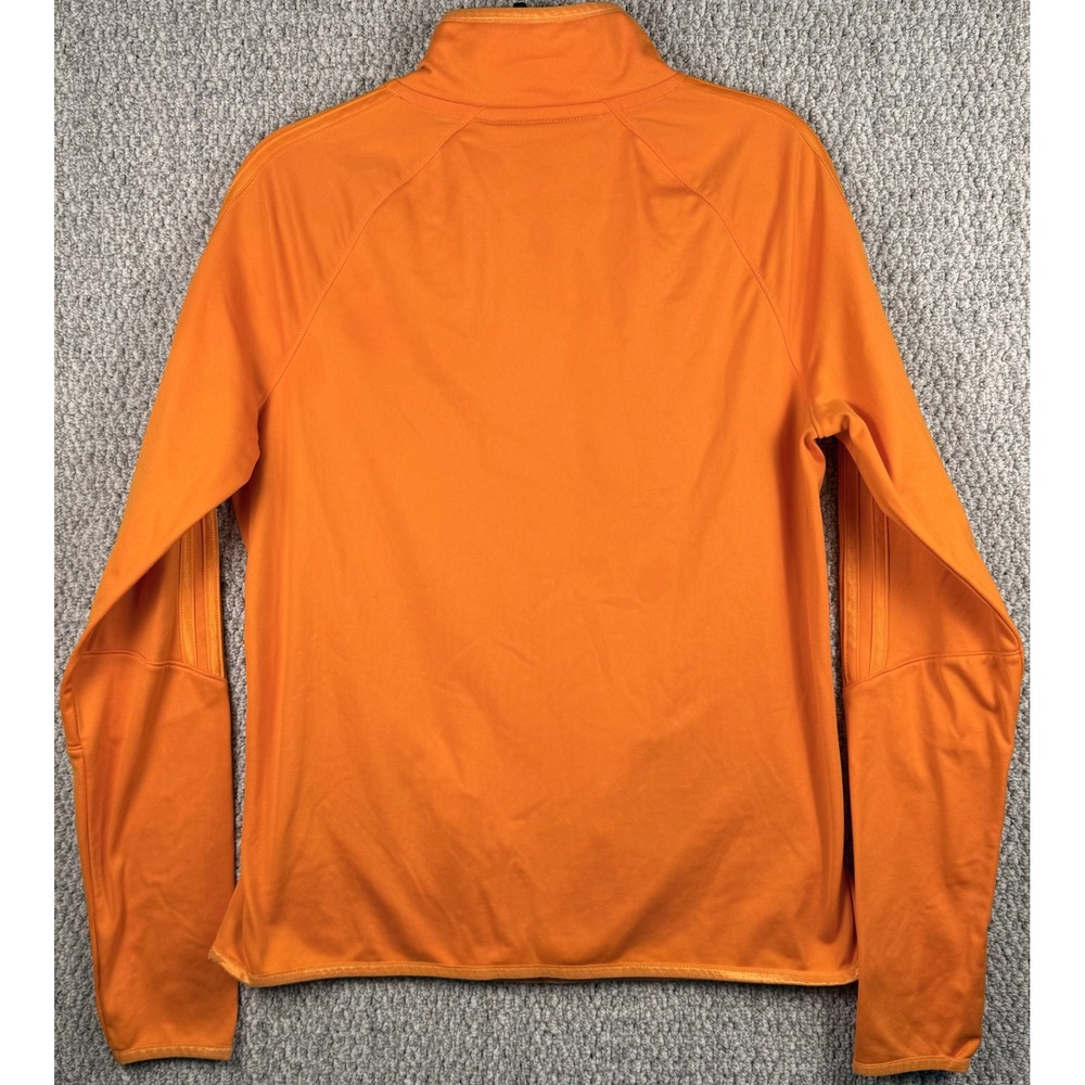 Adidas 1/4 Zip Pullover Shirt Large Orange White 3-Stripe Athletic Track Top L - Picture 2 of 9